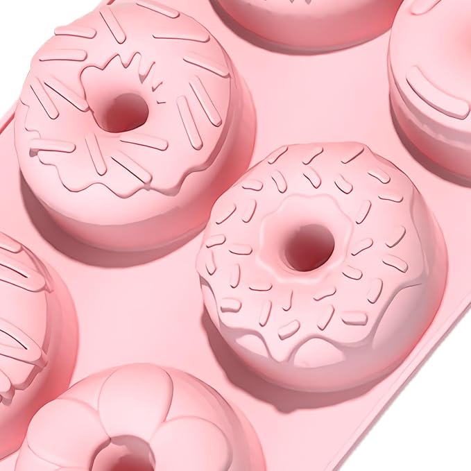 Silicone Donut Molds for Baking,6-Cavity Non-Stick Food-Grade Safe Tray - Silicone Donut Mold - for Home Kitchen Cooking Indoor House Family Homemade Microwave Freezer Oven