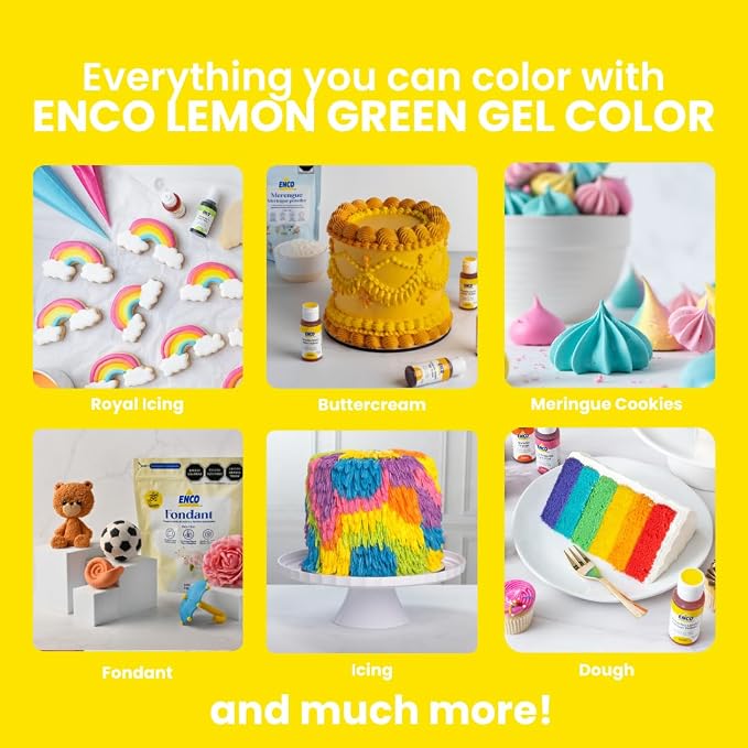 ENCO Food Coloring Gel Lime Yellow 1.41 oz (40g) Concentrated, Vegan
