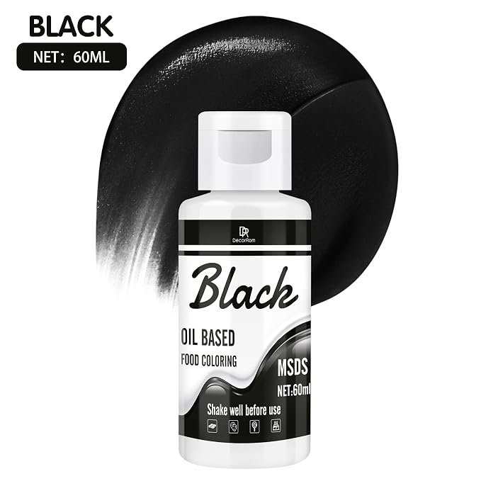 Oil Based Food Coloring - Vibrant Food Coloring for Chocolate, Candy Melts, Baking, Cake Decorating - Upgraded Edible Food Color Dye for Icing, Fondant,Butter, Cookie, DIY Crafts - 2 Fl.oz (Black)