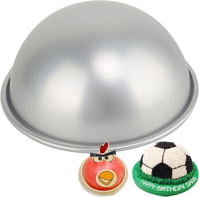 Kundalini 8 Inch Dome Cake Pan Hemisphere Cake Pan for Soccer, Basketball & Sports Ball Cakes Perfect for Princess Doll Dress & Shower Birthdays