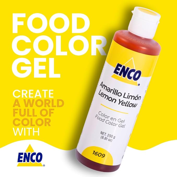 ENCO Food Coloring Gel Yellow Lime 8.8 oz (250g) Concentrated, Vegan