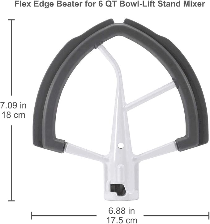 Flex Edge Beater for Kitchen Aid Mixer 6 Quart Bowl-Lift Stand Mixer Bowls | 6 QT Flat Edge Beater with Flexible Silicone Edges Bowl Scraper