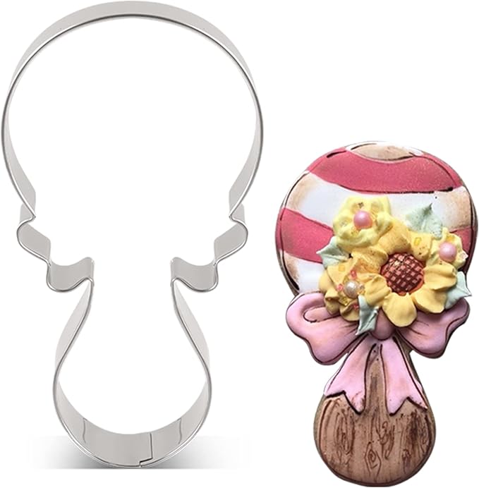 LILIAO Rattle Cookie Cutter for Baby Shower - 2.4 x 4.3 inches - Stainless Steel