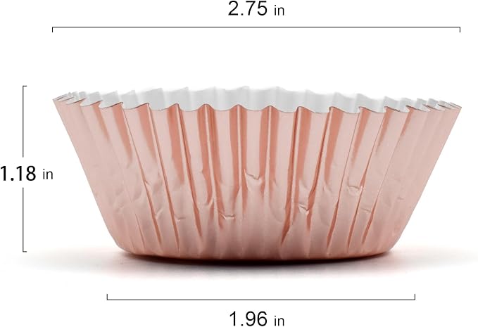 200 Pcs Rose Gold Foil Cupcake Liners Standard Baking Cups Muffin Paper Cases