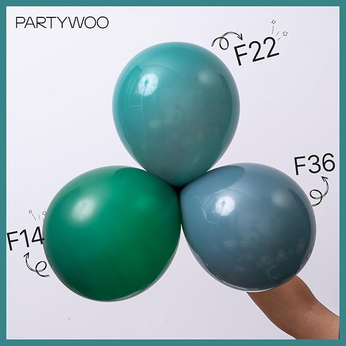 PartyWoo Slate Blue Balloons 100 pcs Different Sizes of 18 12 10 5 Inch Dusty Blue Green Boho Dark Teal Balloon Arch Kit Garland for Graduation Baby Shower Birthday Party Decorations Blue-F22