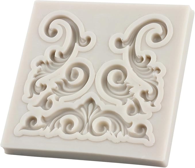 Baroque Silicone Molds - Curlicues Scroll Lace 3D Sculpted Fondant Relief Flower Filigree Molds For Cake Decorating Cupcake Topper Chocolate Gum Paste Candy Polymer Clay