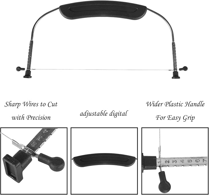 Adjustable Cake LevCake Cutter Slicer Leveler, 9 Different Height Premium Food Grade Stainless Steel Double Wires Cake Cutter/Slicer/Adjustable Cake Leveler for Leveling and Molding (black)
