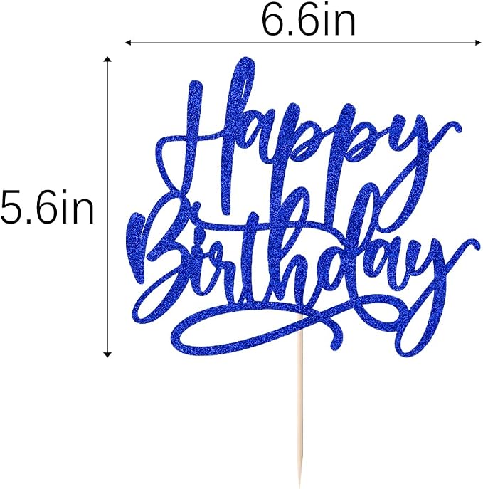 Kaoenla Blue Happy Birthday Cake Decoration-royal blue happy birthday cake topper、boys and girls, men and women Birthday/Anniversary cakes Selected decorative (Blue)