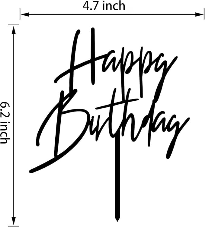 Happy Birthday Cake Toppers Black Birthday Party Wedding Party Decorations Supplies