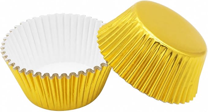100 Gold Foil Cupcake Liners, Muffin Liners or Baking Cups for Desserts, Muffins, Cupcakes and More Treats; Grease Proof, No Smell, Food Grade, Nut Serving Containers (Gold 100)