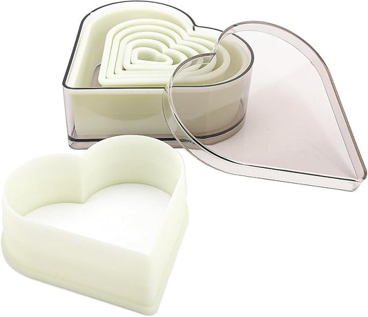 Multi-Shape Nylon Cookie Molds Round Square Star Plastic Geometry Biscuit Cutter Dough Mousse Bread Slicer DIY Bakery Utensils (Flat Heart)
