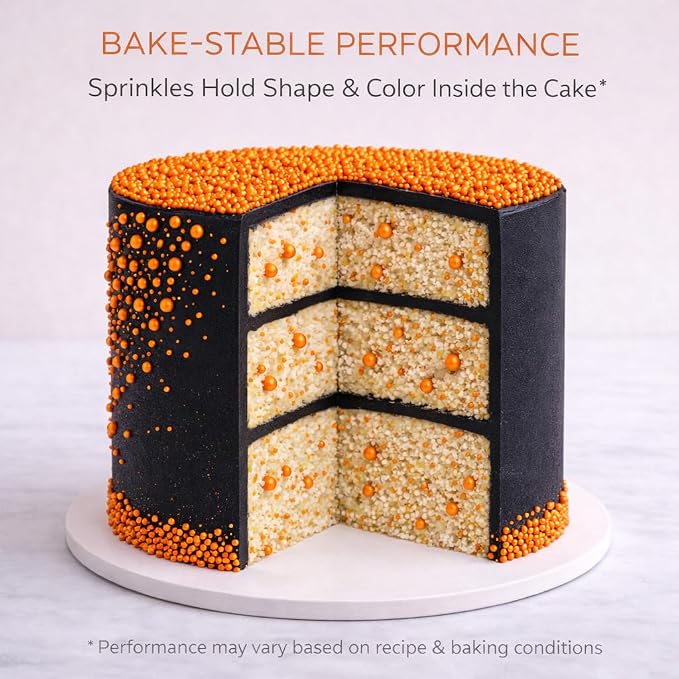 Confect Orange Sprinkles – Premium Bright Orange Pearl Cake & Cupcake Sprinkles (4.2 oz) – Bake Stable Edible Decorating Sprinkles for Cookies, Baking & Cake Decorations – Soft Chew