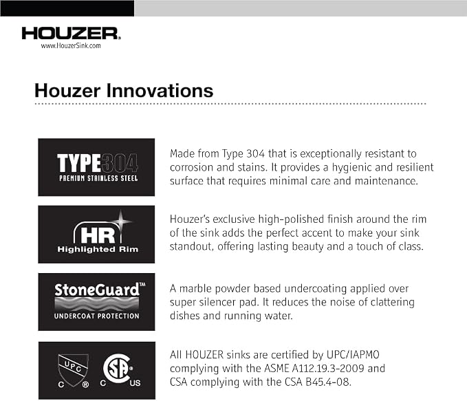 Houzer Glowtone ADA Compliant 17 inch Stainless Steel Topmount 3-hole Bar Sink with Strainer- A1722-7BS-1