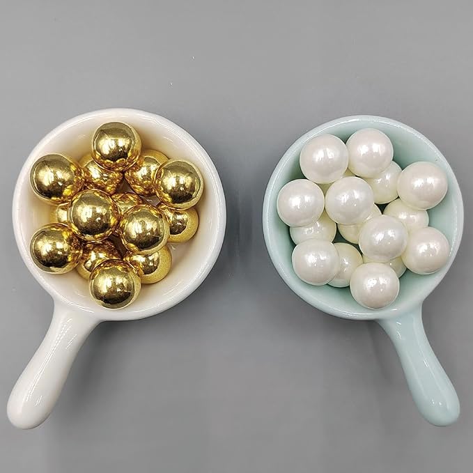 Homankit White Pearl Sprinkles Edible Pearls for Cake Decorating, 14mm 100g/3.53OZ Sugar Pearl Cake Decorations for Baking Cookie Cupcake Toppers Ice Cream Toppings Birthday Wedding Supplies