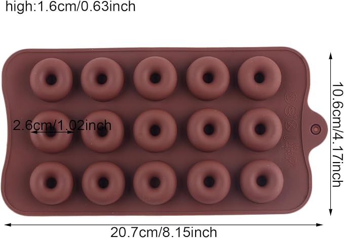 15 Cavity Donut Shapes Silicone Candy Molds For Gummy Candy Chocolate Cake Decoration Set Of 2
