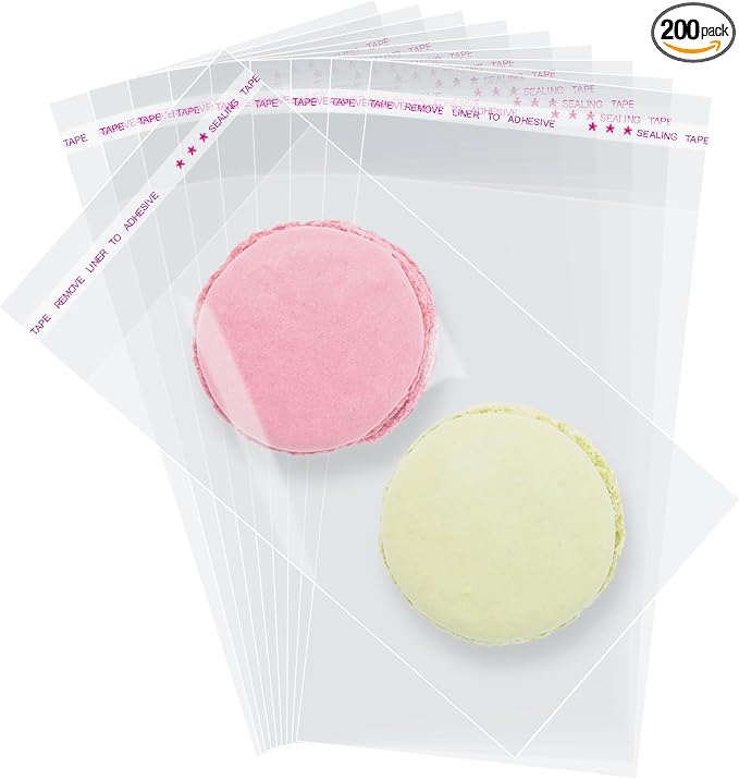 Morepack Self Sealing Cellophane Bags,3x5 Inches 200 Pcs Clear Cookie Bags Resealable Cellophane Bag for Packaging Cookies,Favors, Products,Candy (Mini Size)