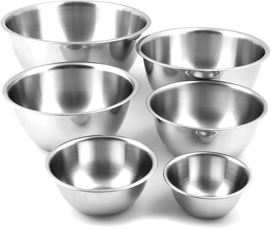 Fox Run 6-Piece Nesting Stainless Steel Polished Mixing Bowls Set | 0.5, 1.25, 2.75, 4.25, 6.25 and 10.75 Quart Mixing Bowl Set | Nesting Bowls For Easy Storage | Durable Stainless Steel Bowls