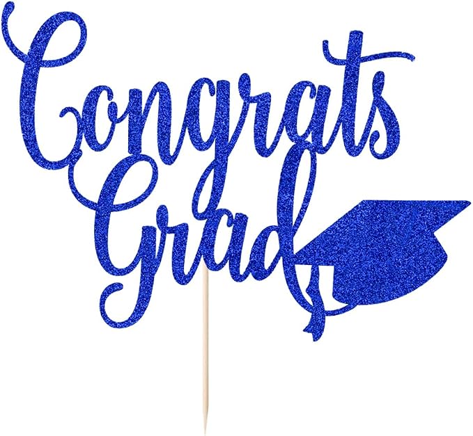 Congrats Grad Cake Topper,2026 Graduation Cake Topper, Congrats Grad Decorations,2026 High School/College/Senior Graduation Party Decorations Supplies. (Dark blue)