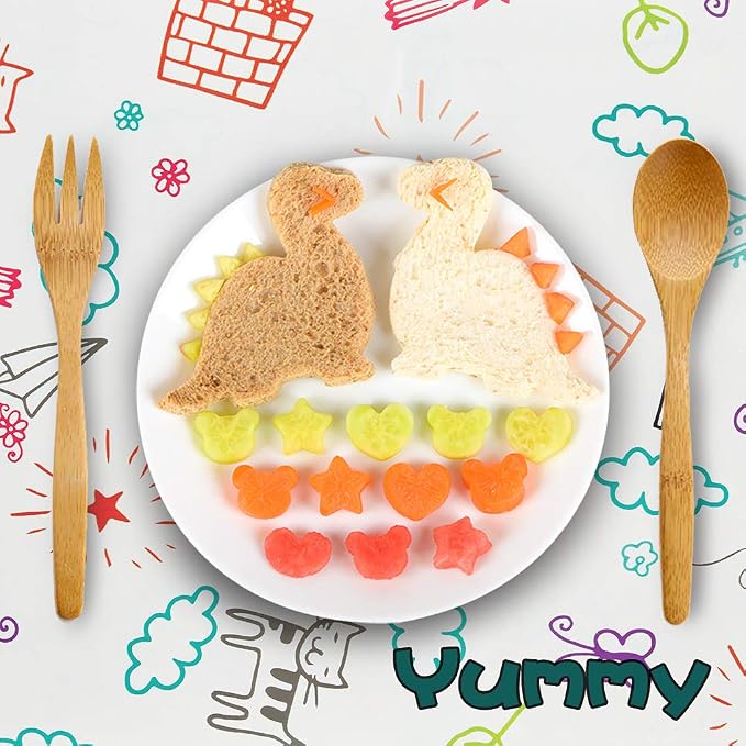 Hhyn Sandwich Cutters Set for Kids, Mickey Mouse, Dinosaur, Star, Heart Shapes and Mini Vegetable Fruit Cookie Cutters Food Mold for Holiday and Party