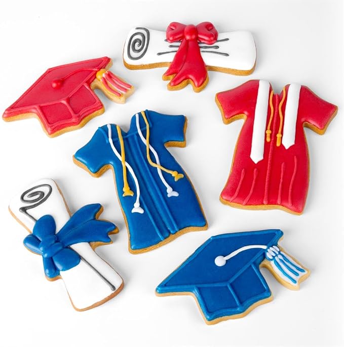 Graduation Cookie Cutters Set 3 Pieces, Stainless Steel Graducation Cap Cookie Cutter, Diploma, Graduation Gown Dress Cookie Cutter for Graduation Celebration Party