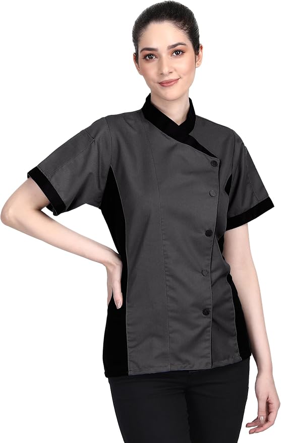 Short Sleeves Only Women's Ladies Side Mesh Chef's Coat Jacket