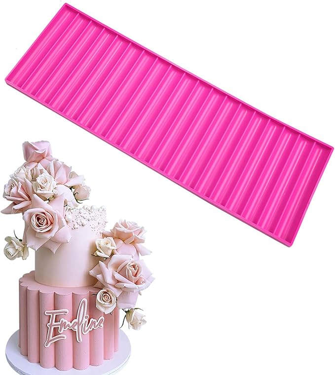 Silicone Texture Cake Wave Border Decor Embossing Mold, Sugarcraft Pastry Fondant Clay Mould Impression Embossed Mat Wedding Cake Decorating Tool DIY (Column)