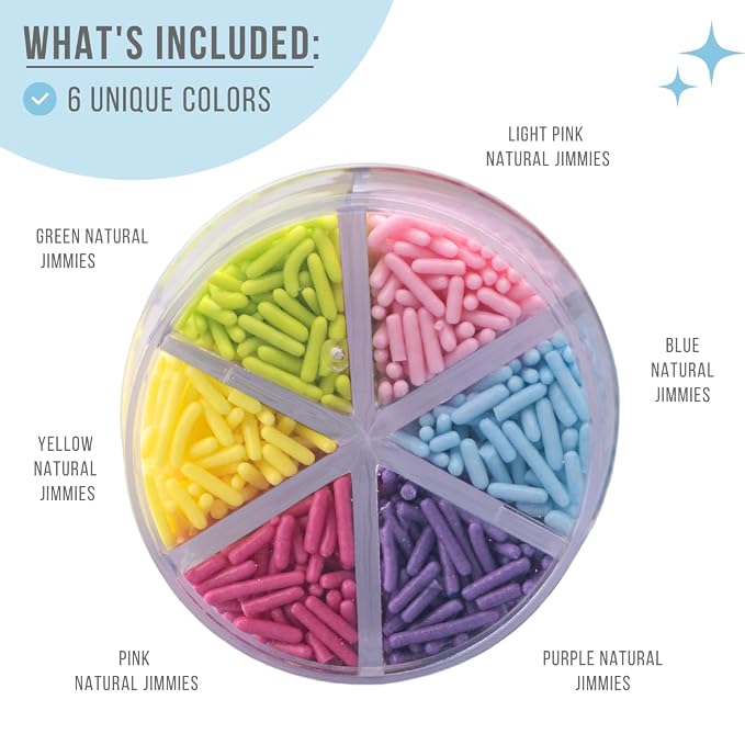 Sweets Indeed Sprinkles 6 Cell Edible Sprinkle Mix Jimmies Perfect for Cake Decorations Baking Ice Cream Cookies Cupcake Topper (Pastel Jimmies)