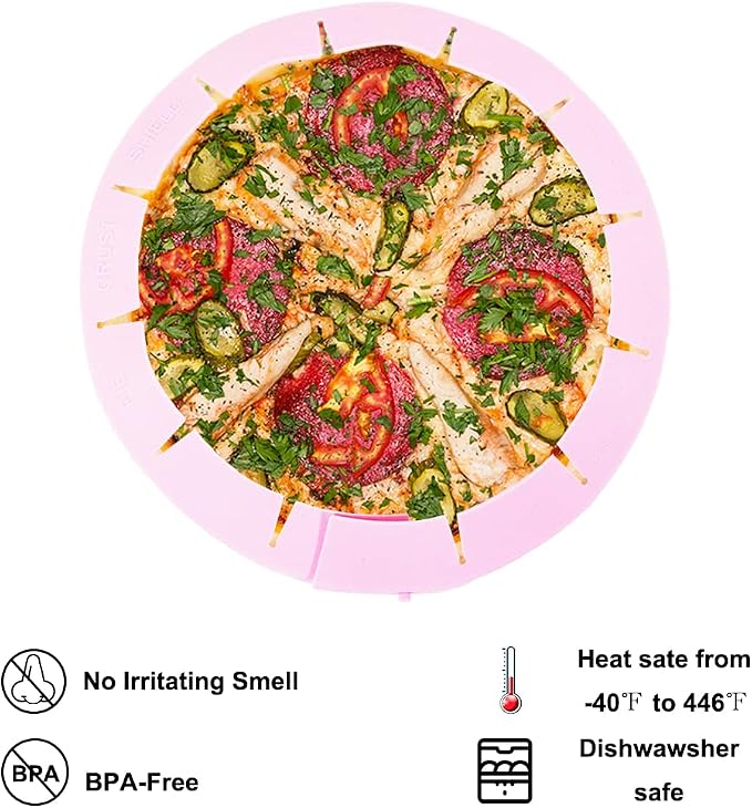 Adjustable Silicone Pie Crust Shield Protectors - BPA-free Kitchen Tool for Baking Pizza, Fits 8-11.5 Inches (Pink-2pcs)