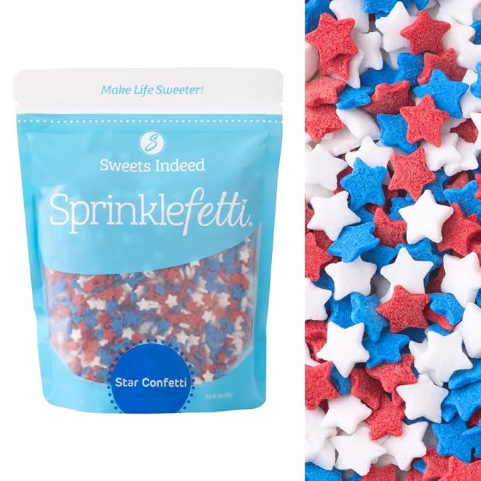 Sweets Indeed Red White and Blue Star Sprinkles – Bulk 10 Ounces Patriotic Star Sprinkles for Baking & Decorating Cupcakes, Cookies, Cakes & Desserts – 4th of July, Memorial Day