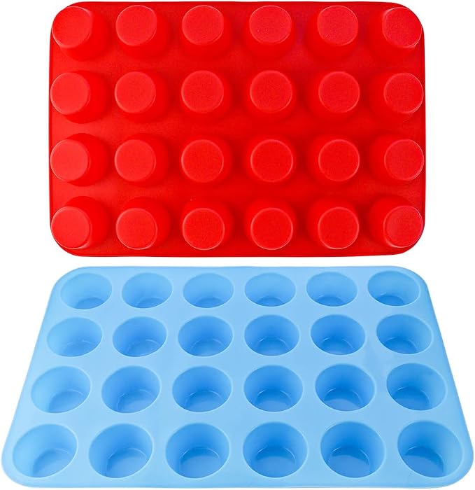 2 Pack 24 Cups Food Grade Silicone Muffin Pan Non-Sticky Silicone Muffin Pan Dishwasher Safe, Muffin Molders Baking Pan for Making Muffin Cakes, Fat Bombs, Tart, Bread