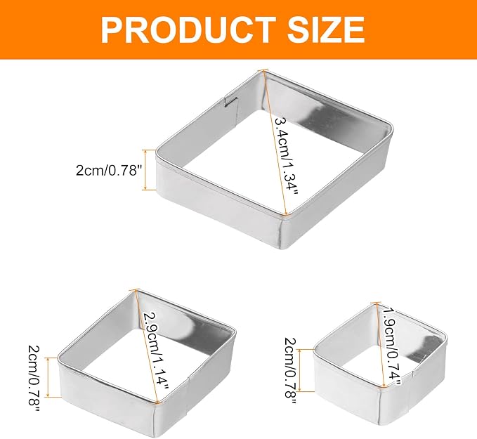 HARFINGTON 3Pcs Rhombus Diamond Cookie Cutters Set Assorted Sizes Stainless Steel Geometric Frame Holiday Cookie Cutters for Pastry Fondant Cake Cookie