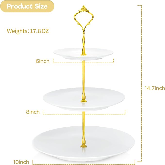 Lucky Will White Tiered Dessert Serving Tray for Kid's Party Supplies Favors 3 Tier Cupcake Cake Stand for Birthday Tea Afternoon Halloween Christmas Candy Bar