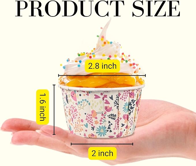 Cupcake Liners 50 Pack, Miliocry 3.5oz Mini Cupcake Cups for Baking, Disposable Paper Baking Cups Cake Containers Muffin Liners Wrappers Holders for Wedding Birthday Party