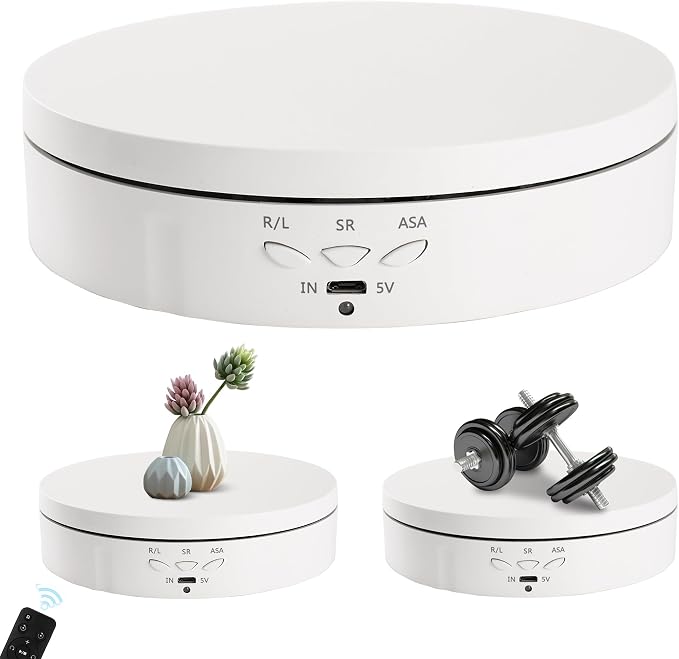 Rotating Display Stand 5.7'' Turntable Stand White Telecontroller Spinning Stand for Product Shows