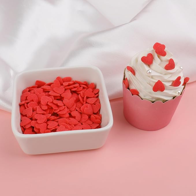 Valentines Sprinkles, Red Heart Sprinkles for Cake Decorating, Heart Sprinkles Edible for Baking, Ice Cream, Cookies, Cupcake Topper