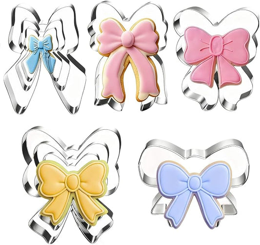 9 PCS Bow Cookie Cutter Set Stainless Steel Cookie Cutters 2.2" to 4.0" Bow Cookie Cutters Dishwasher Safe Metal Biscuit Cutter Molds for Baking Food Party Decor