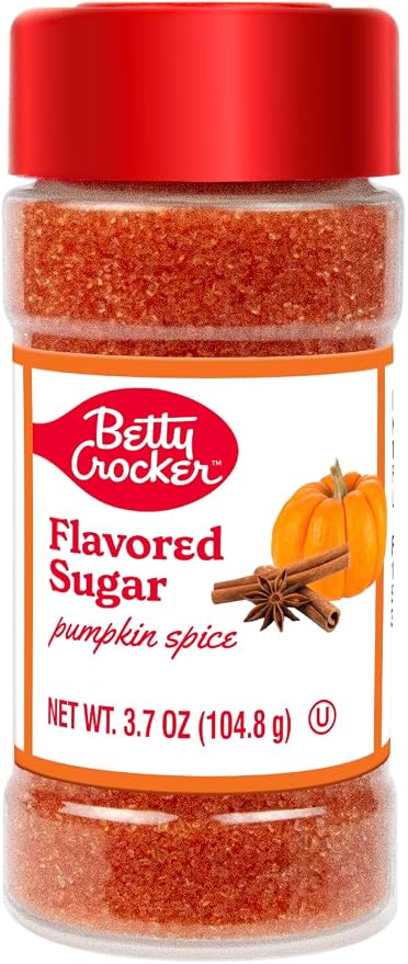 Betty Crocker Pumpkin Spice Flavored Sugar – Finishing Sugar, Fall Flavor Dessert Topping for Cookies, Cakes & Coffee, 3.7 oz