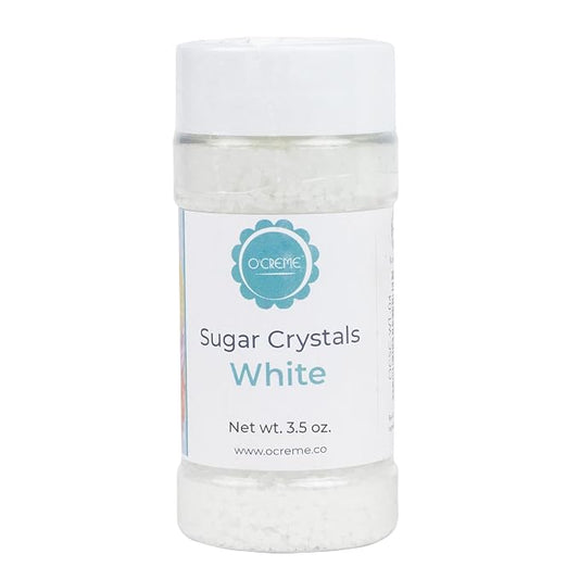 O’Creme Sugar Crystals - Coarse Sugar for Cookie Decorating - Eye-Catching Sugar Crystals – Coarse Sugar for Unique Cake Toppings, Cupcakes and Cookies – Ideal Decoration Solution - 3.5 Ounce White