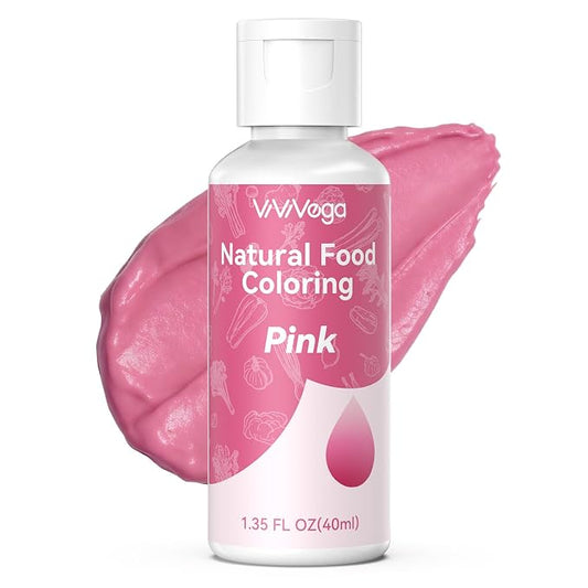 Dye-Free Food Coloring, Natural Food Coloring Gel No Artificial Dyes, Non-Toxic, Natural Food Dye for Icing, Frosting, Cake Decorating, 40 Milliliters - Pink
