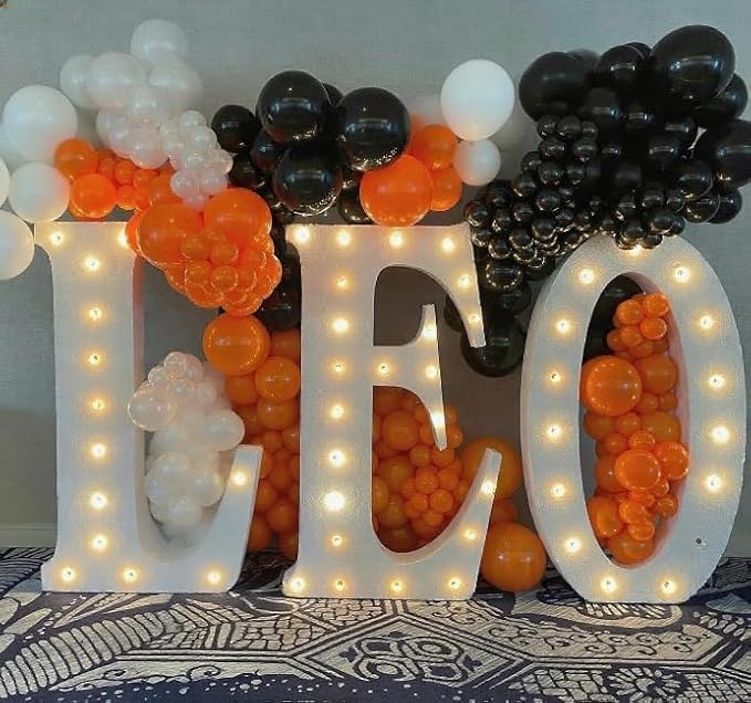 Black White Orange Balloon Arch Kit, 140Pcs Black Orange White Halloween Balloon Garland kit, 18 12 10 5 Inch Different Size Balloons for Halloween Birthday Thanksgiving Day Party Decorations