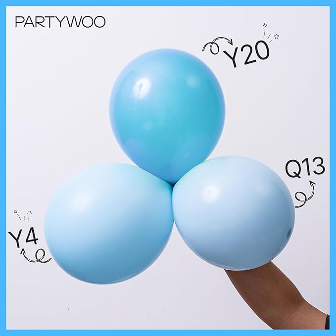 PartyWoo Baby Blue Balloons 127pcs Different Sizes of 36 18 12 10 5 Inch Light Pastel Sky Aqua Blue Balloon Arch Kit Garland for Graduation Baby Shower Gender Reveal Easter Party Decorations Blue-Q13