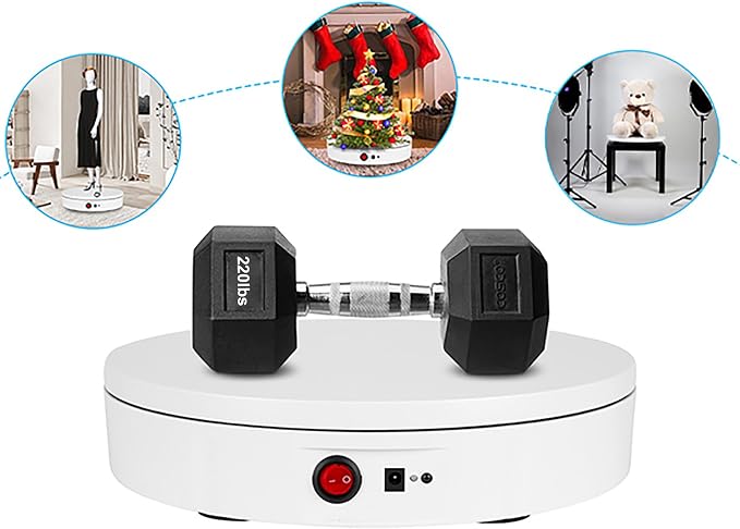 Rotating Display Stand 11.8'' Motorized Turntable Stand for Photography (Black/Rechargeable/with Remote controller)
