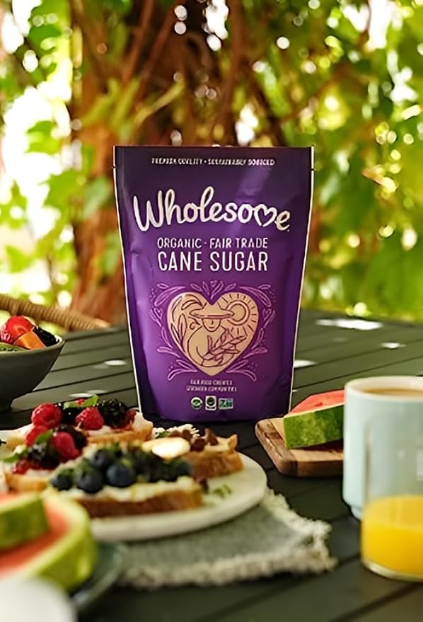 Wholesome Sweeteners 16-Ounce Organic Cane Sugar, Fair Trade, Non GMO, Gluten Free, Pure & Vegan, for Baking and Sweetening, 12 Pack