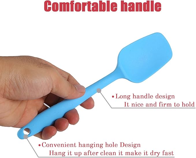 Silicone Spatula, 11 inch Rubber Spoon Spatula Set for Cooking and Baking, Heat Resistant Cooking Utensil Set, Flexible Silicone Spoon Baking Mixing Tool Cooking Gadget (4-Piece)