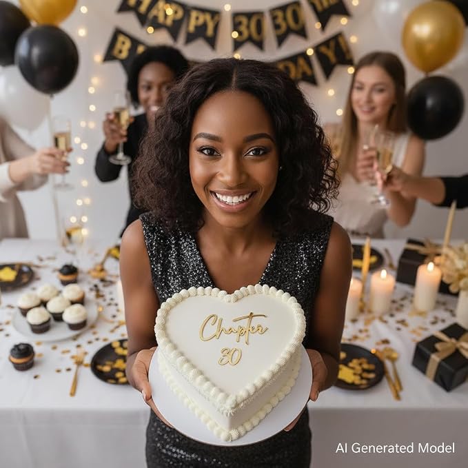 Chapter 30 Cake Topper – Acrylic 30th Birthday Cake Decoration for men and women, Happy 30 Cake Topper for Party, Modern Coming of Age Birthday Decor (chapter 30 golden)