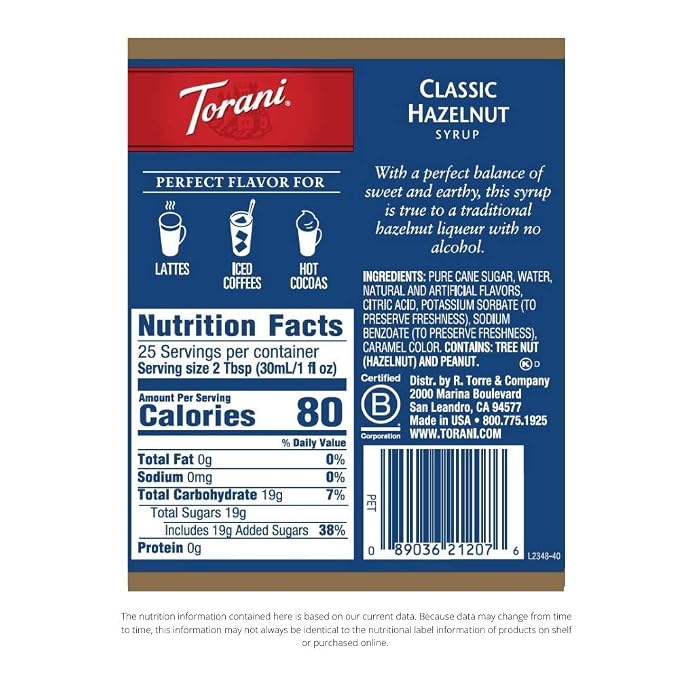 Torani Syrup, Classic Hazelnut, 25.4 Ounces (Pack of 4)