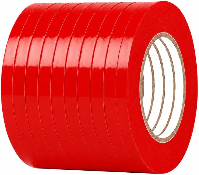 GGR Supplies UPVC-24BS Red Poly Bag Sealing Tape, 3/8 Inch x 180 Yards, Bag Sealing Tape for Produce, Bakery, Candy, Food Packaging and Inventory Color Coding. Pack of 10