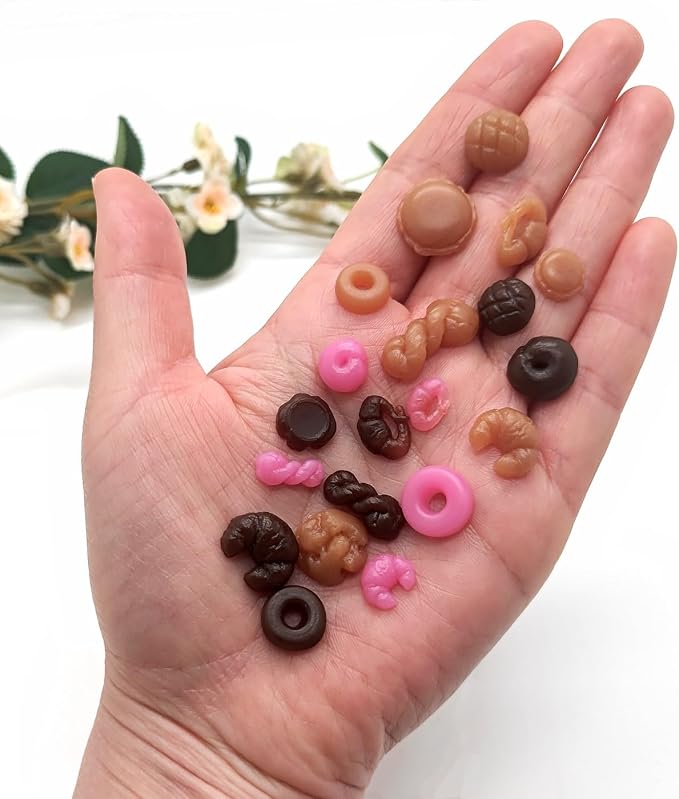 CoolDIY 3D Multipurpose Mini Silicone Mould Set: Bread, Hamburger, Donut, Multiple Designs - Perfect for Clay Crafts, Nail Art Decor (10Pcs Group1)