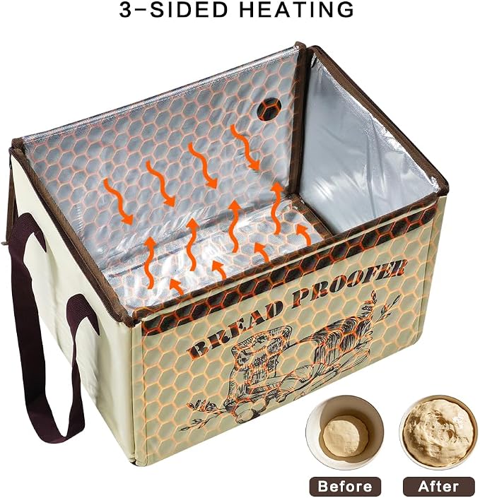 Foldable Bread Proofer, Bread Proofing Box with 50-113°F Temp Control 1-48H Timer, Sourdough Starter with Rack & NTC Sensor for Pizza Yogurt