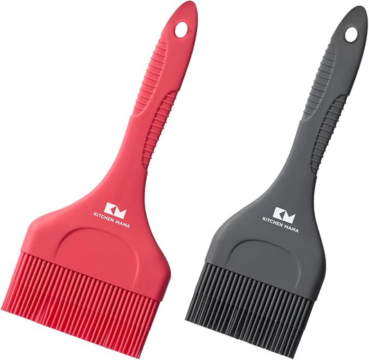 Kitchen Mama Platinum Silicone Extra Wide Pastry & Basting Brush Set | Heat Resistant, Dishwasher Safe, BBQ Grilling & Cooking, Baking & Outdoor Use, For Butter, Egg Wash, Oil, Sauce